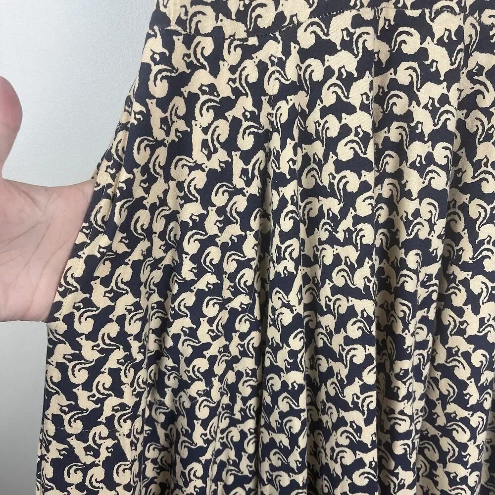Effie's Heart Navy and Cream Floral Midi Dress with Red Trim - Picture 7 of 15